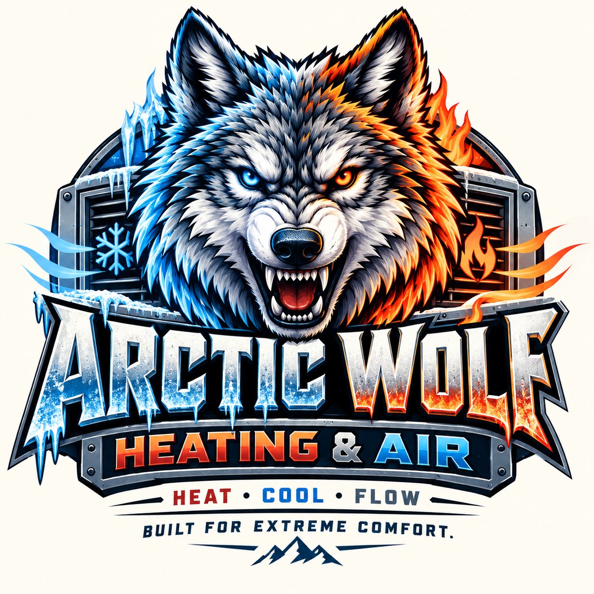 Arctic Wolf Heating & Air concept logo by MiPro Custom Tees