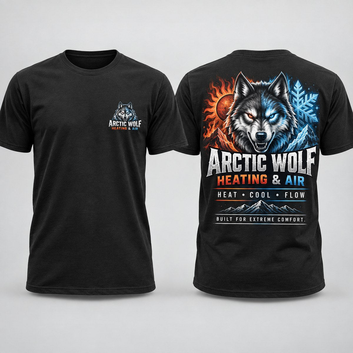 Arctic Wolf Heating & Air concept shirt by MiPro Custom Tees
