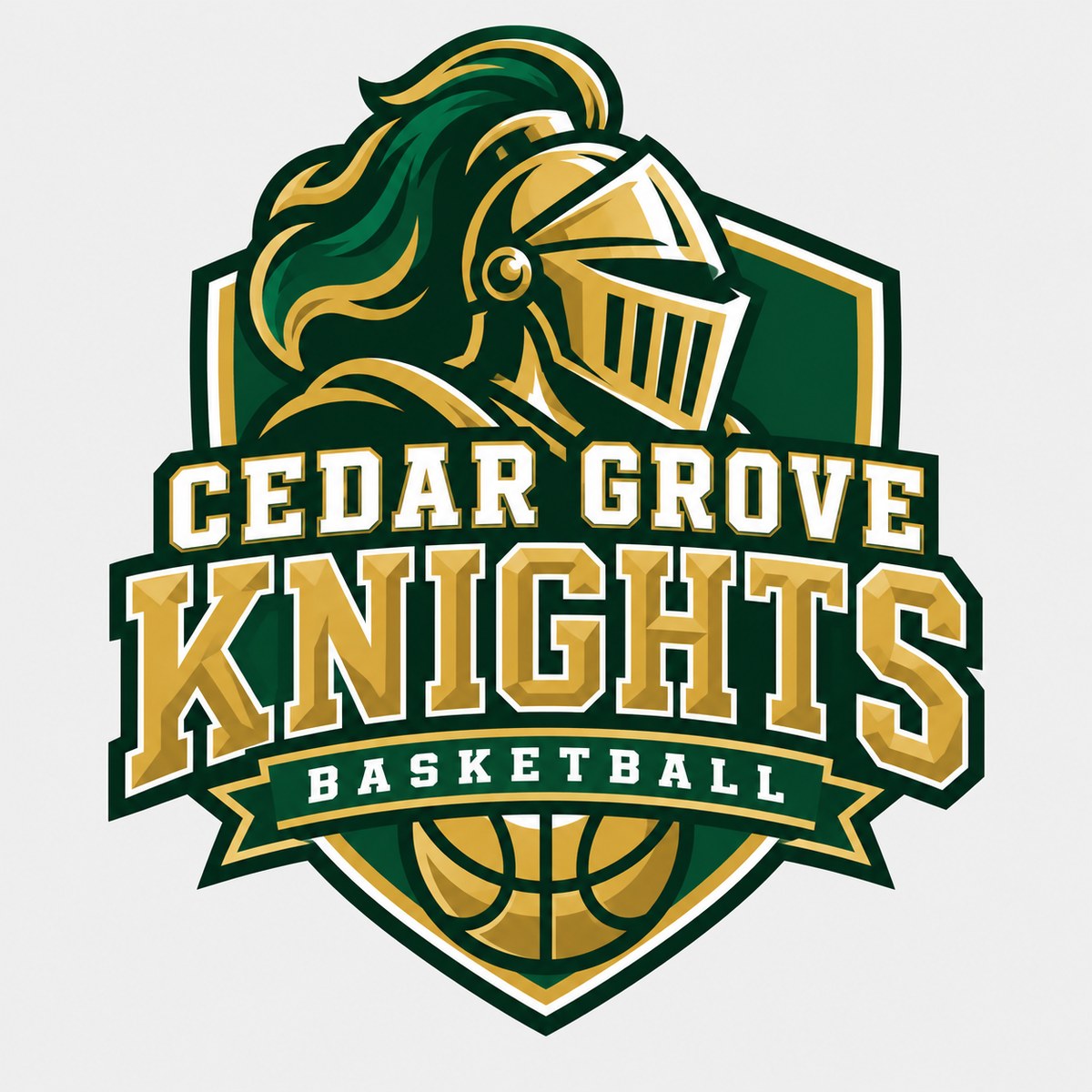 Cedar Grove Knights basketball concept logo by MiPro Custom Tees