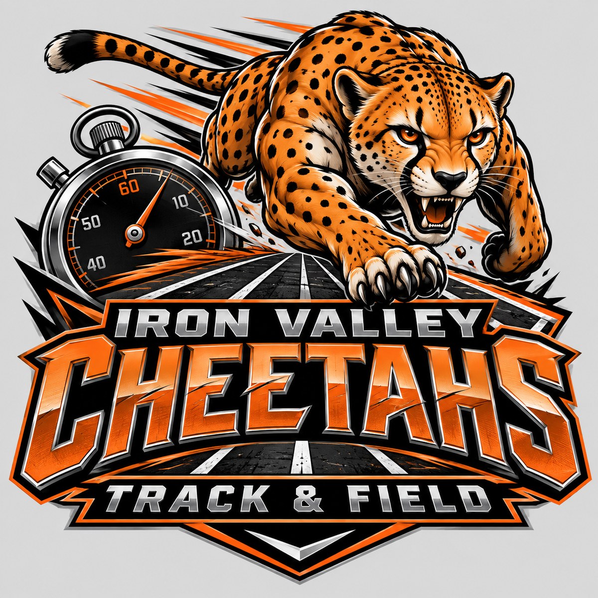 Iron Valley Cheetahs track concept logo by MiPro Custom Tees