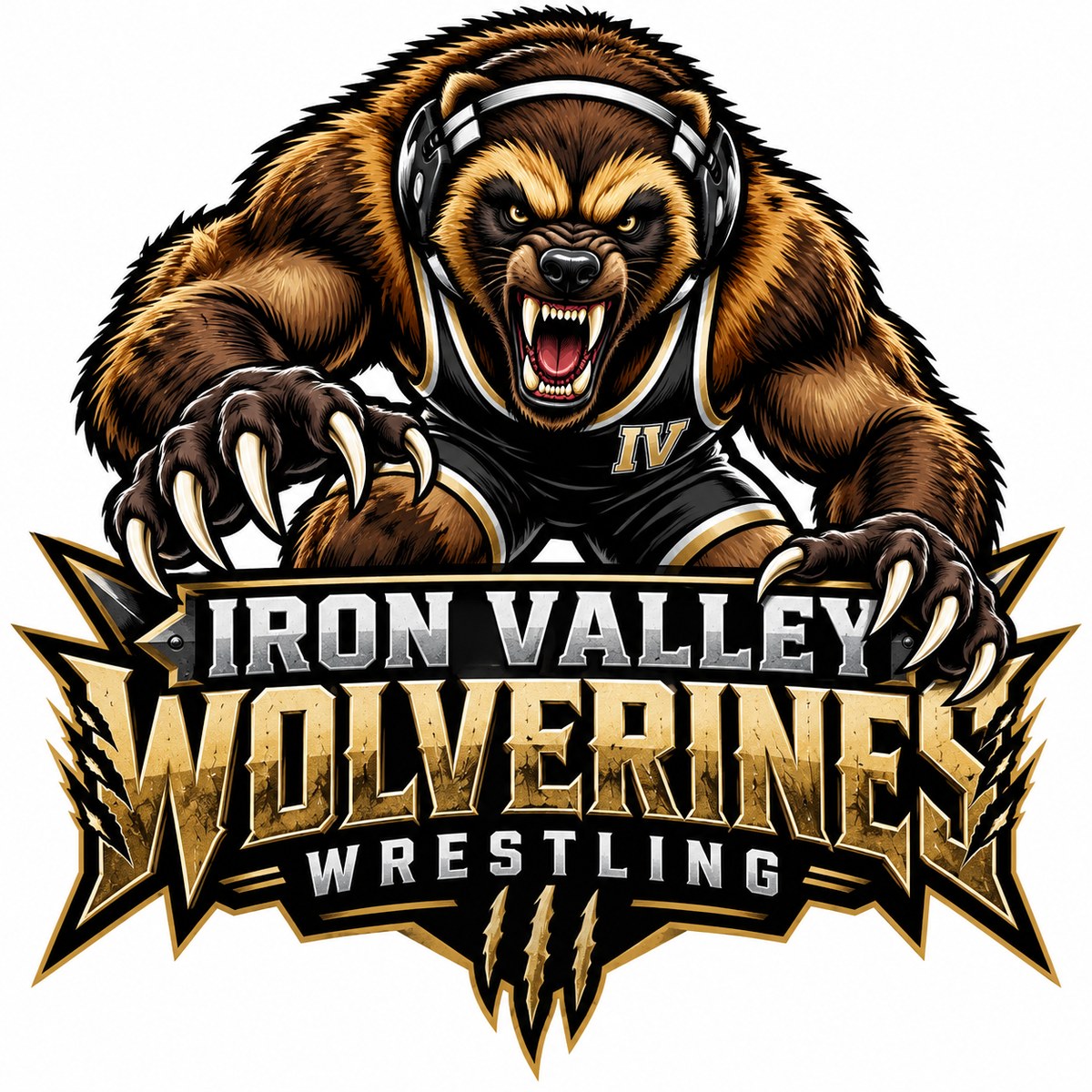 Iron Valley Wolverines wrestling concept logo by MiPro Custom Tees