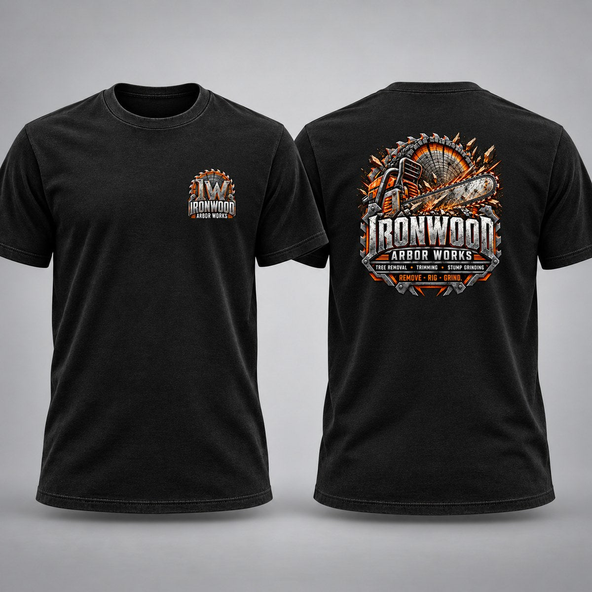 Ironwood Arbor Works concept shirt mockup
