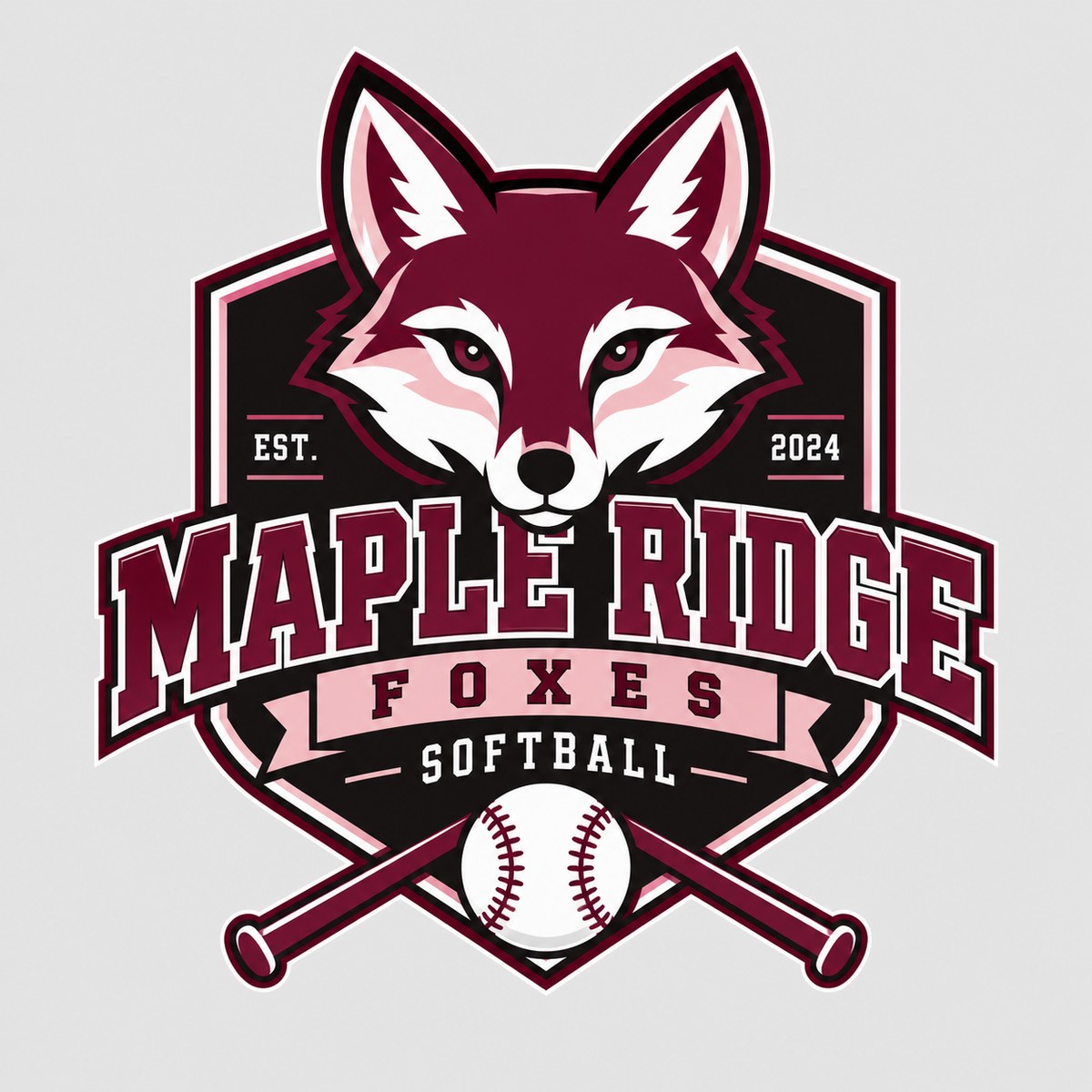 Maple Ridge Foxes softball concept logo by MiPro Custom Tees