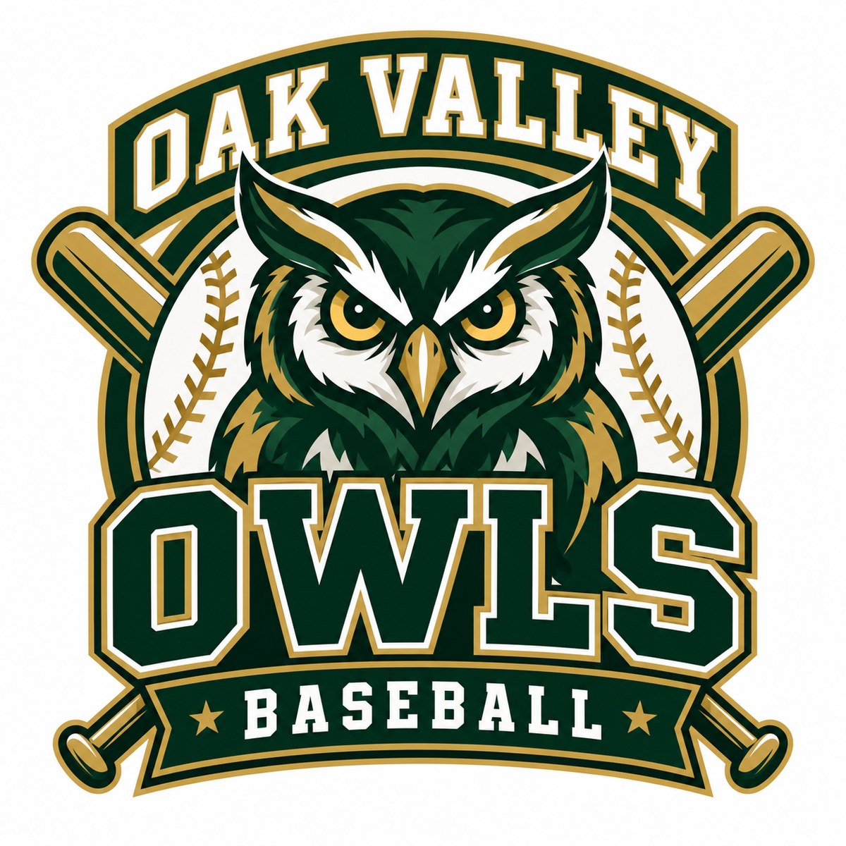 Oak Valley Owls baseball concept logo by MiPro Custom Tees