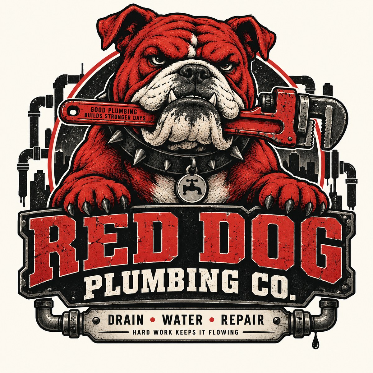 Red Dog Plumbing Co. concept logo by MiPro Custom Tees