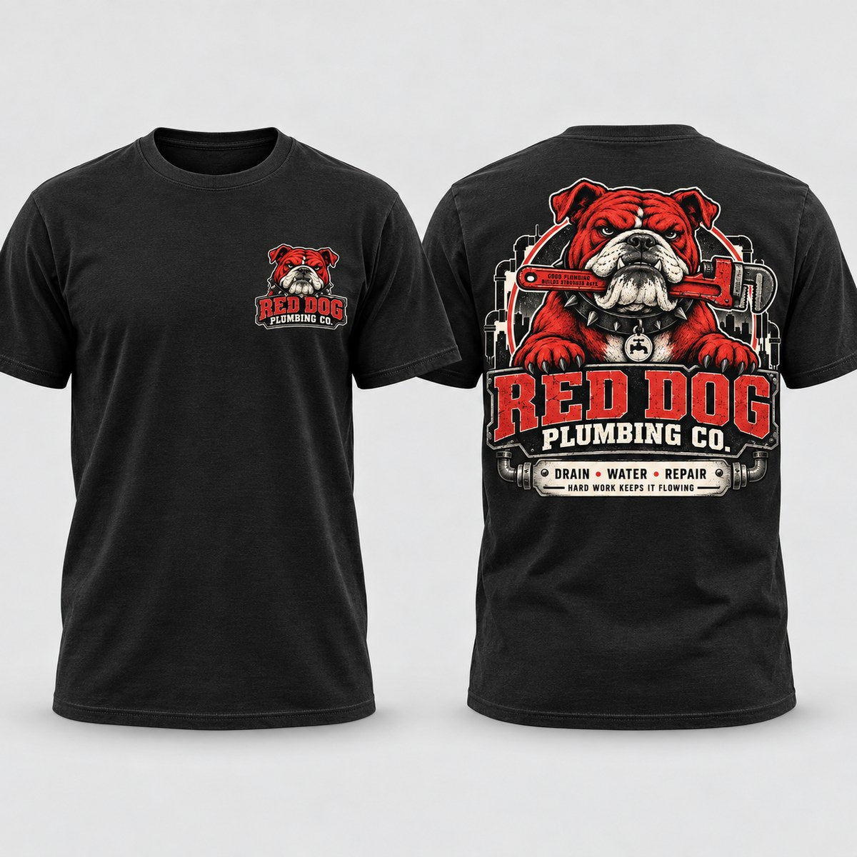 Red Dog Plumbing Co. concept shirt by MiPro Custom Tees