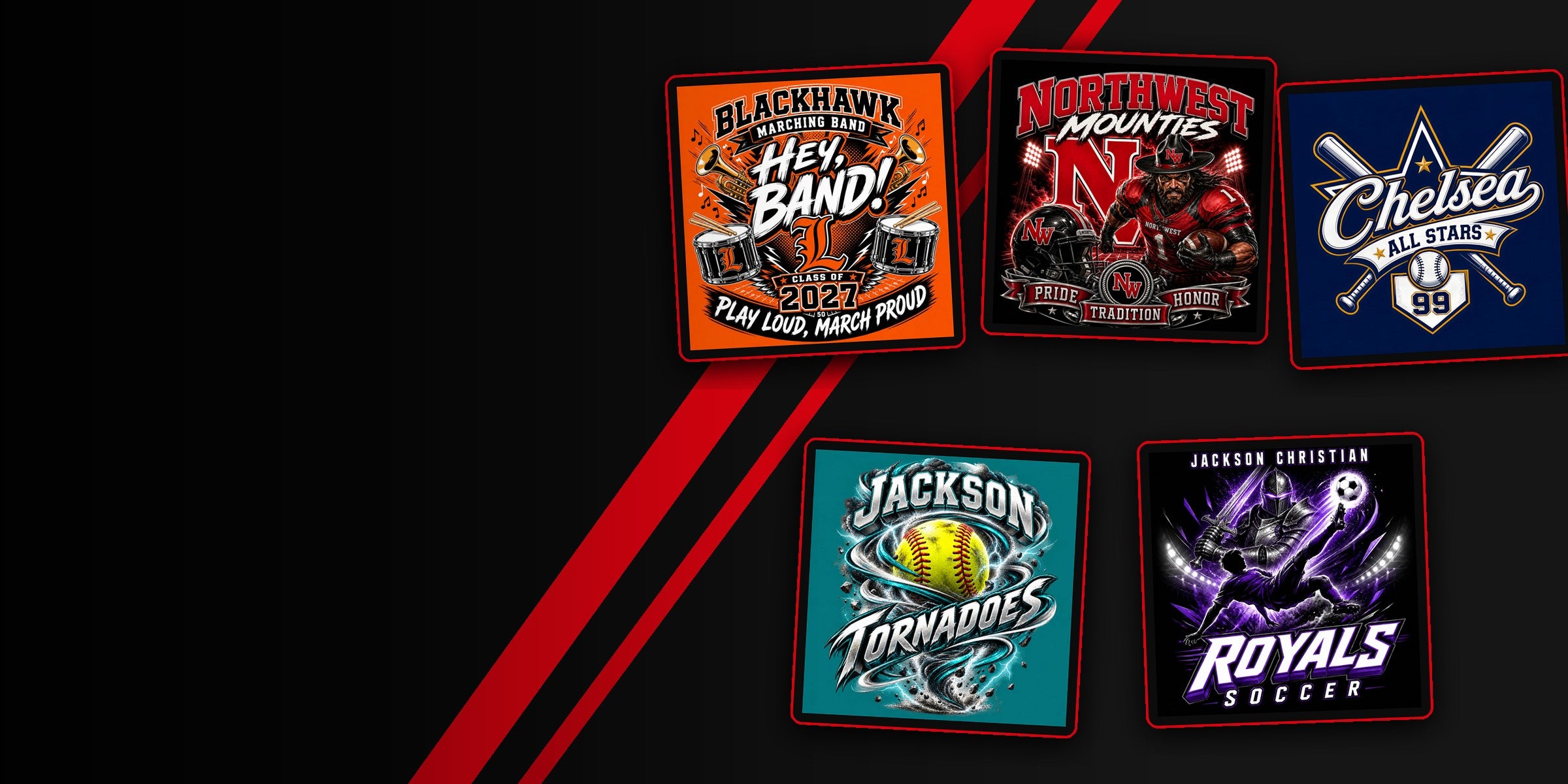 Team and school spirit wear artwork by MiPro Custom Tees